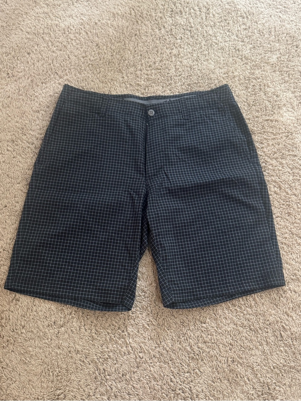 Grand Slam Black Grid Performance Flat-Front Shorts